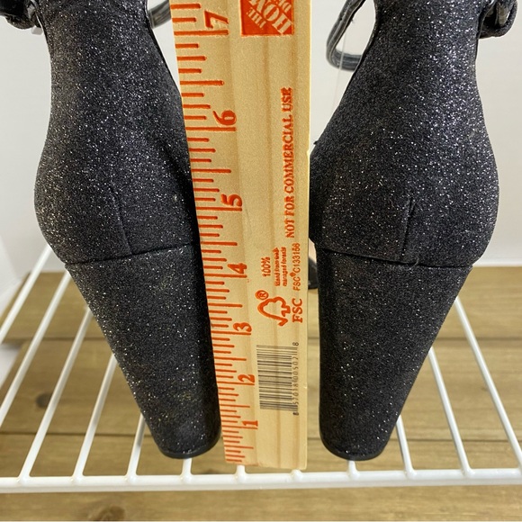 Aldo Women’s Block Heel Sparkly Pointed Toe Ankle Strap Black Shoes Size 9 - Picture 5 of 11